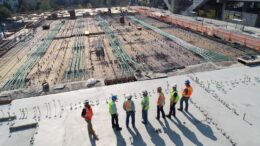 Construction workers on a major project site.